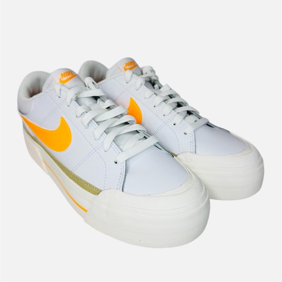 Nike Women's White & Yellow Platform Sneakers - Picture 5 of 13